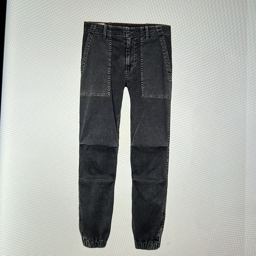 Cropped Black Utility Cargo Jogger Pants